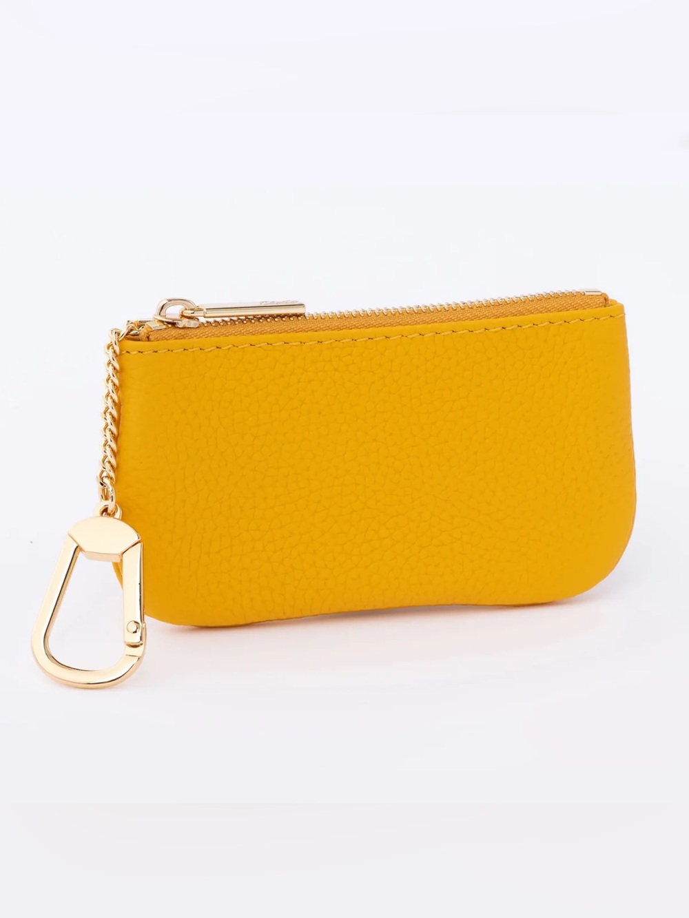 NWOT Dress Up Your Purse Togo Leather Key Pouch in Sun Yellow with Gold Hardware